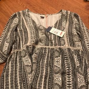NWT Roxy blouse black white gray s xs